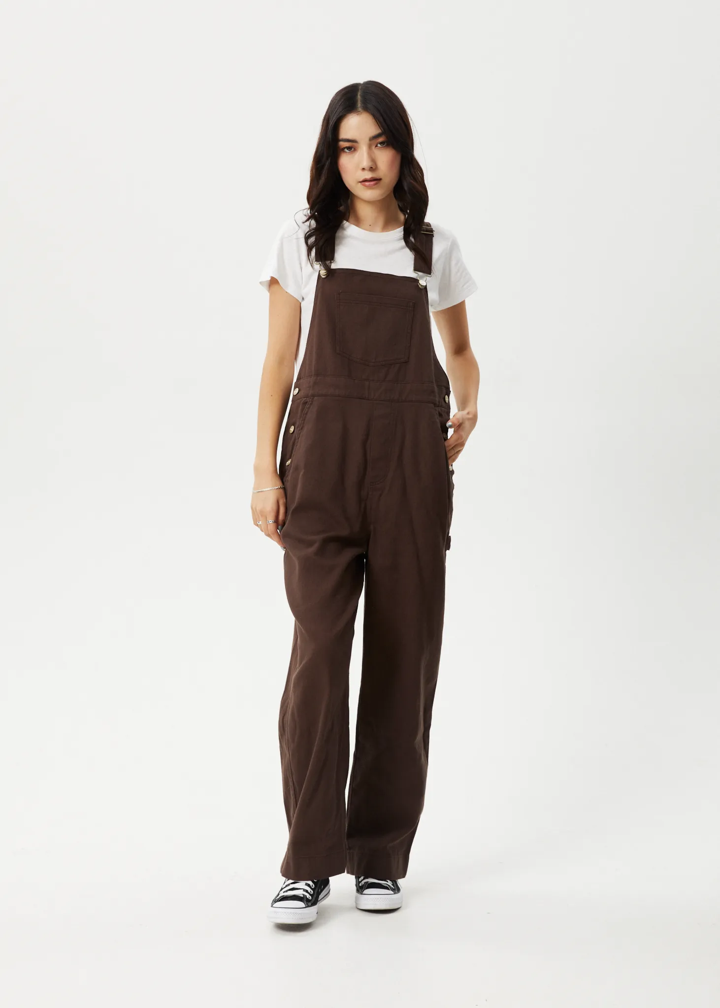 AFENDS Womens Louis - Oversized Overalls - Coffee