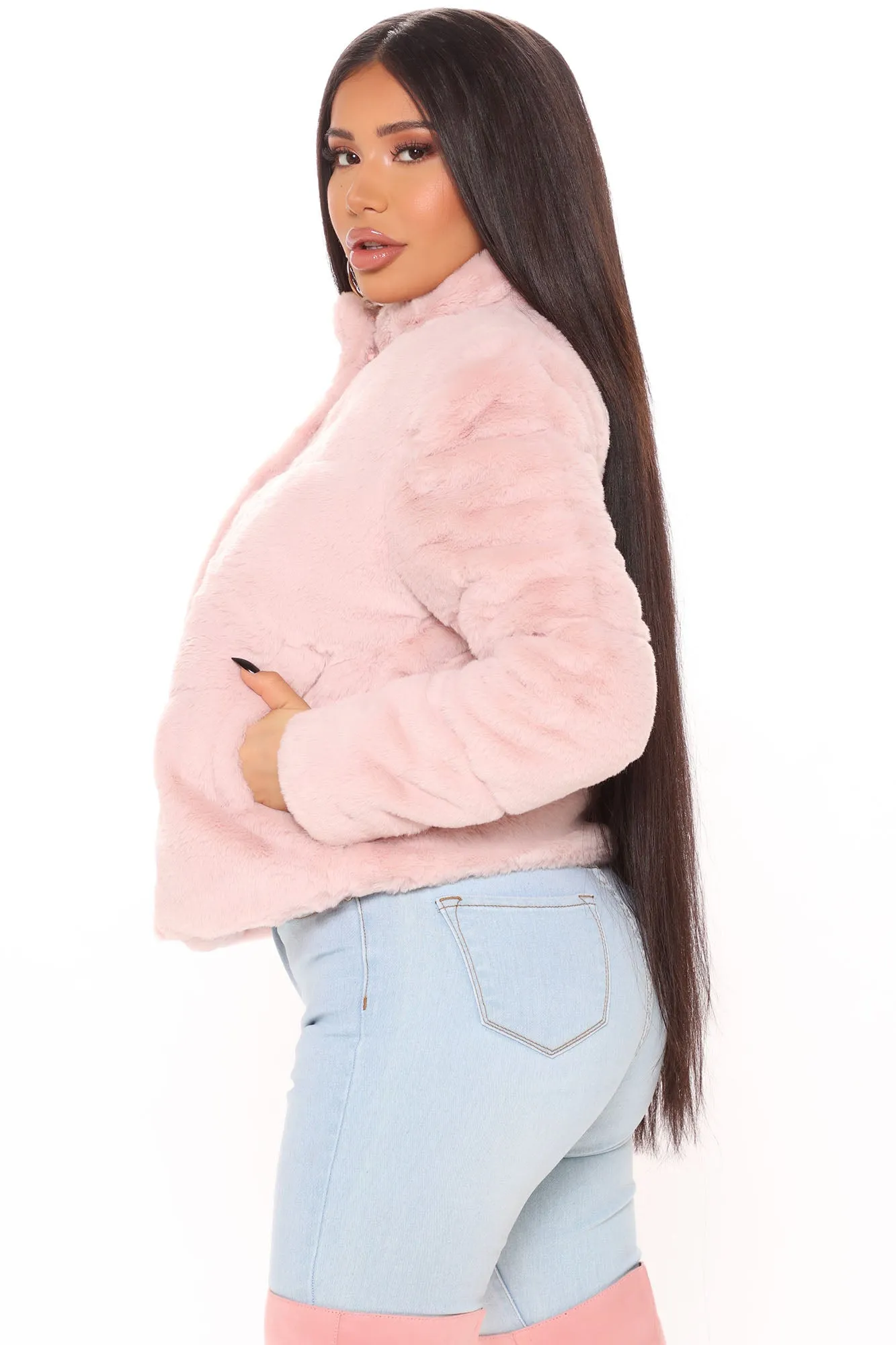 All Fur It Faux Fur Jacket - Mauve