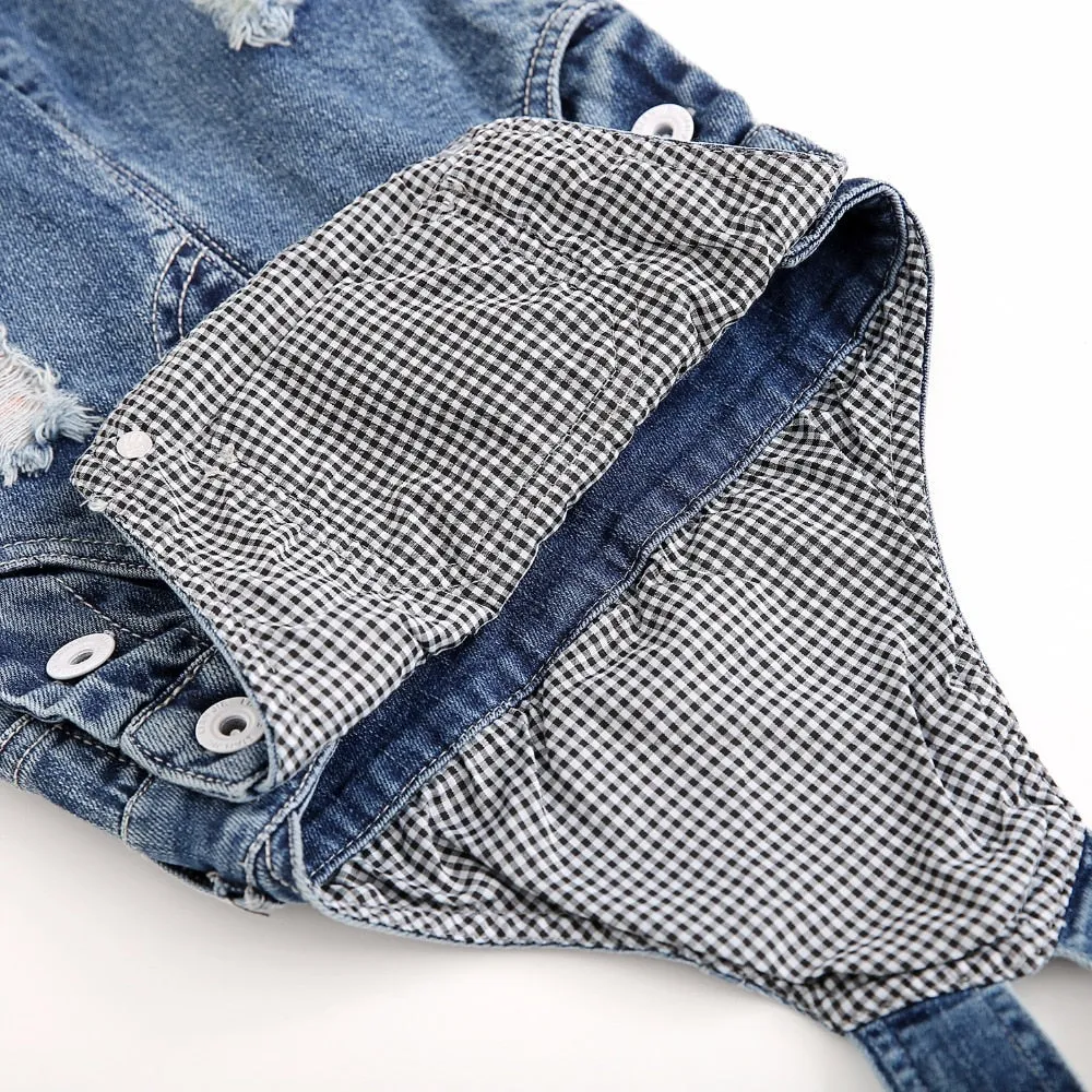 Baby Washed Ripped Soft Denim Overalls