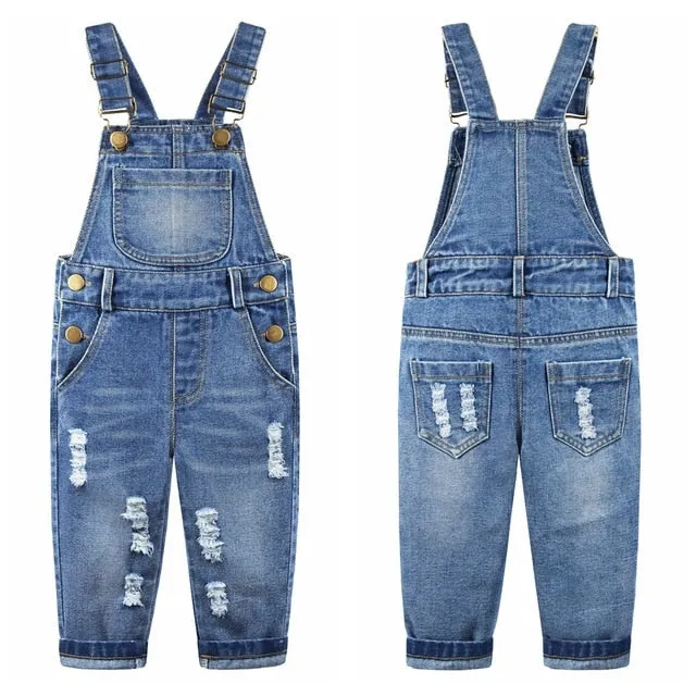 Baby Washed Ripped Soft Denim Overalls