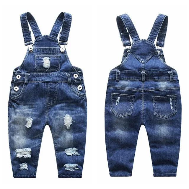 Baby Washed Ripped Soft Denim Overalls