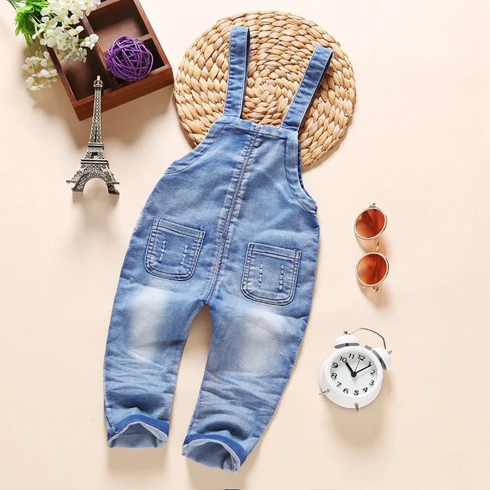 Baby Washed Ripped Soft Denim Overalls