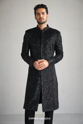 Black Sequins Sherwani