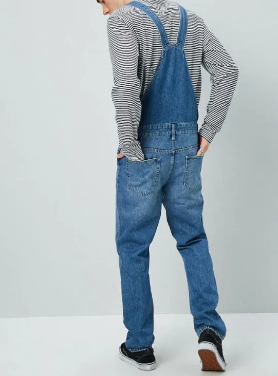 Blue Denim Overalls Loose Fit