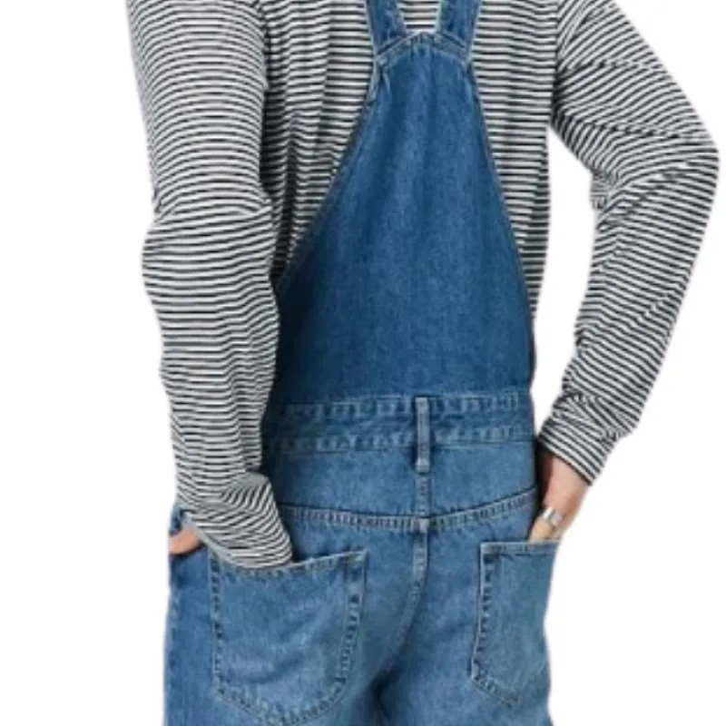 Blue Denim Overalls Loose Fit