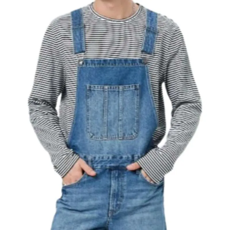 Blue Denim Overalls Loose Fit