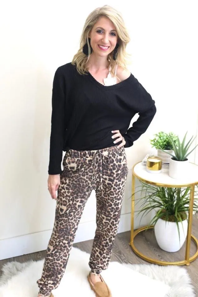 Brown Leopard Joggers