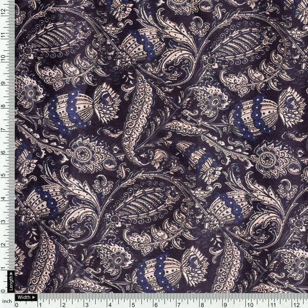 Brown Paisley Seamless Digital Printed Fabric