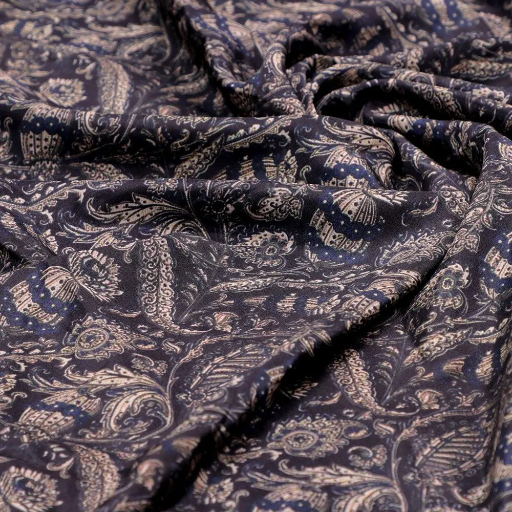 Brown Paisley Seamless Digital Printed Fabric