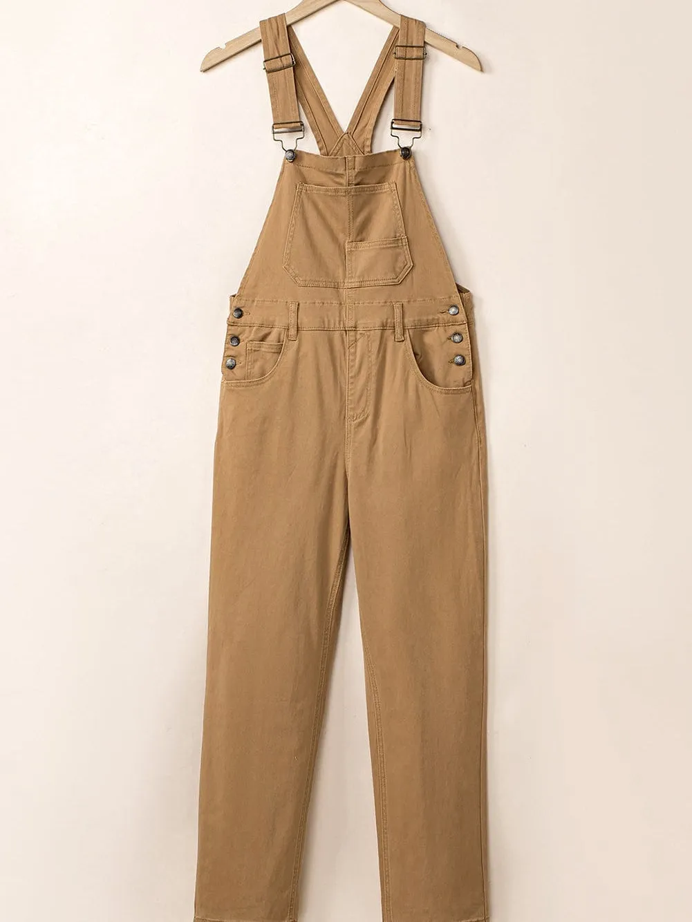 Cargo Chic Denim Jumpsuit with Multi Pockets and Adjustable Straps