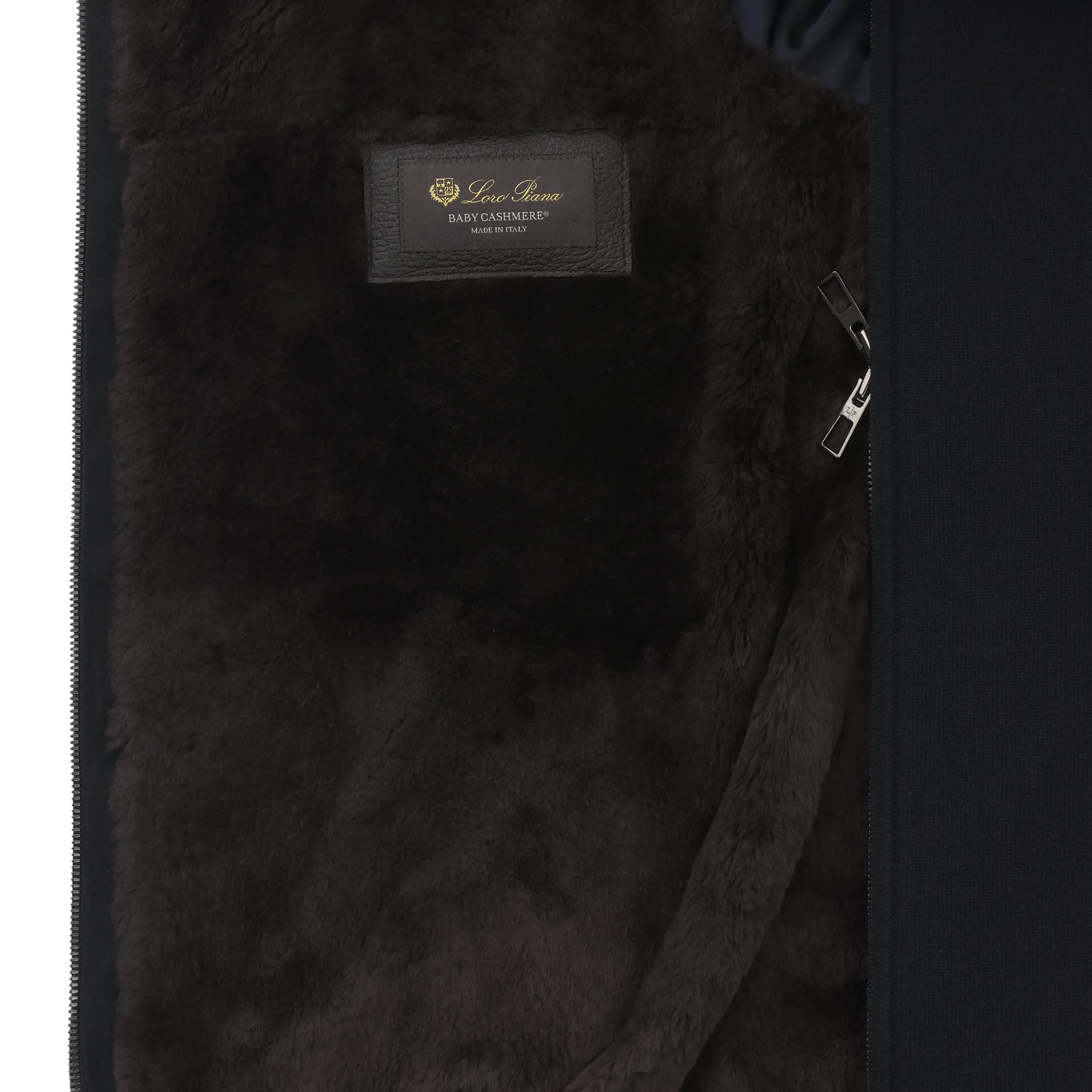 Cashmere Bomber Jacket with Fur Lining in Dark Blue