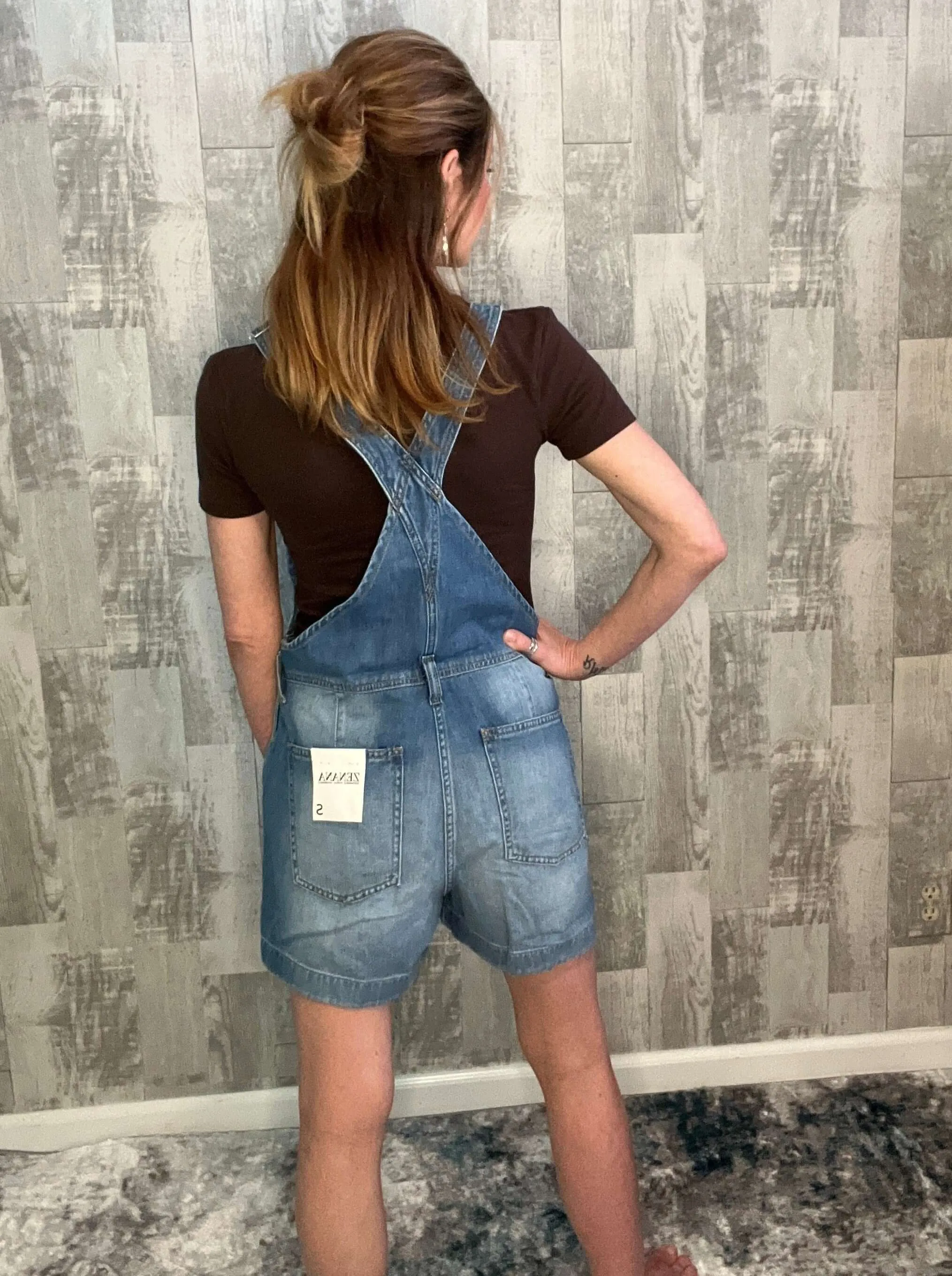 Classic Comfort Distressed Shorts Overalls