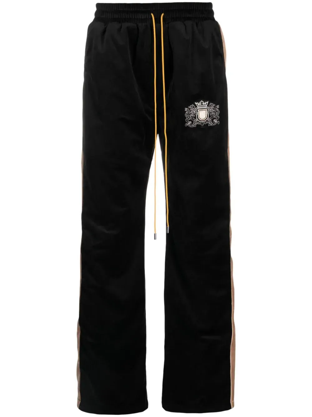 Crest-Embroidered Velvet Track Pants