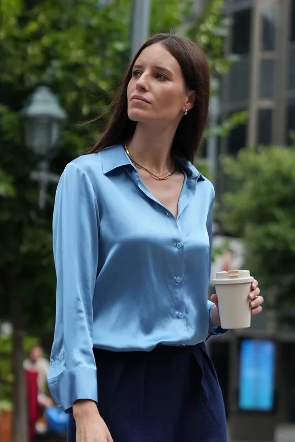 Diana Silk Blouse in Blue