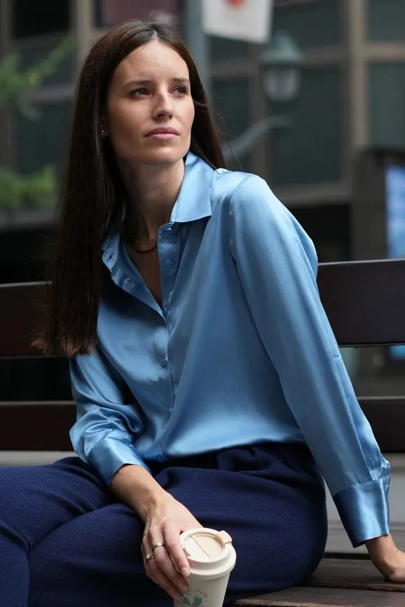 Diana Silk Blouse in Blue