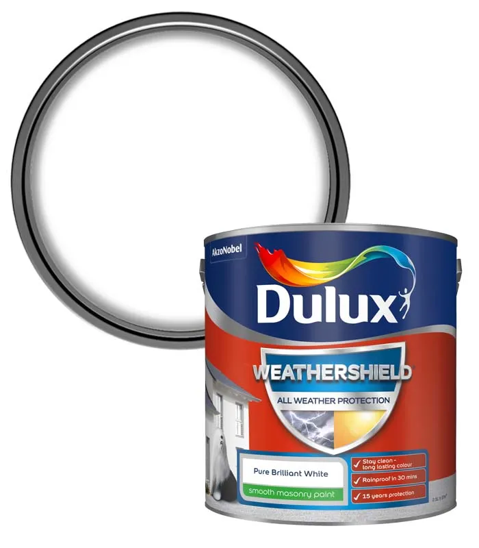 Dulux Weathershield Smooth Masonry Paint - Pure Brilliant White