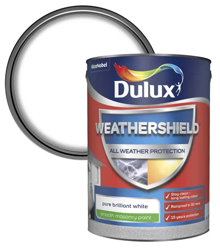 Dulux Weathershield Smooth Masonry Paint - Pure Brilliant White