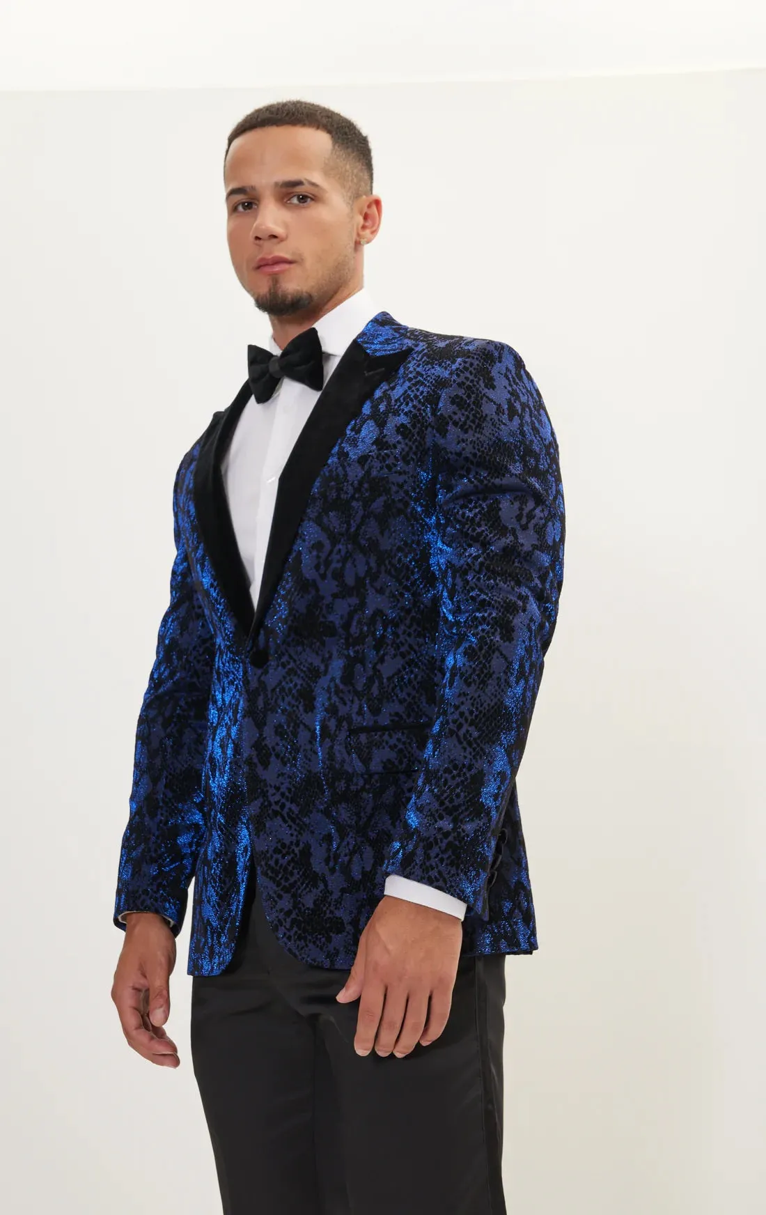 Flocked Velvet Peak Tuxedo - Blue