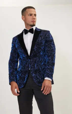 Flocked Velvet Peak Tuxedo - Blue