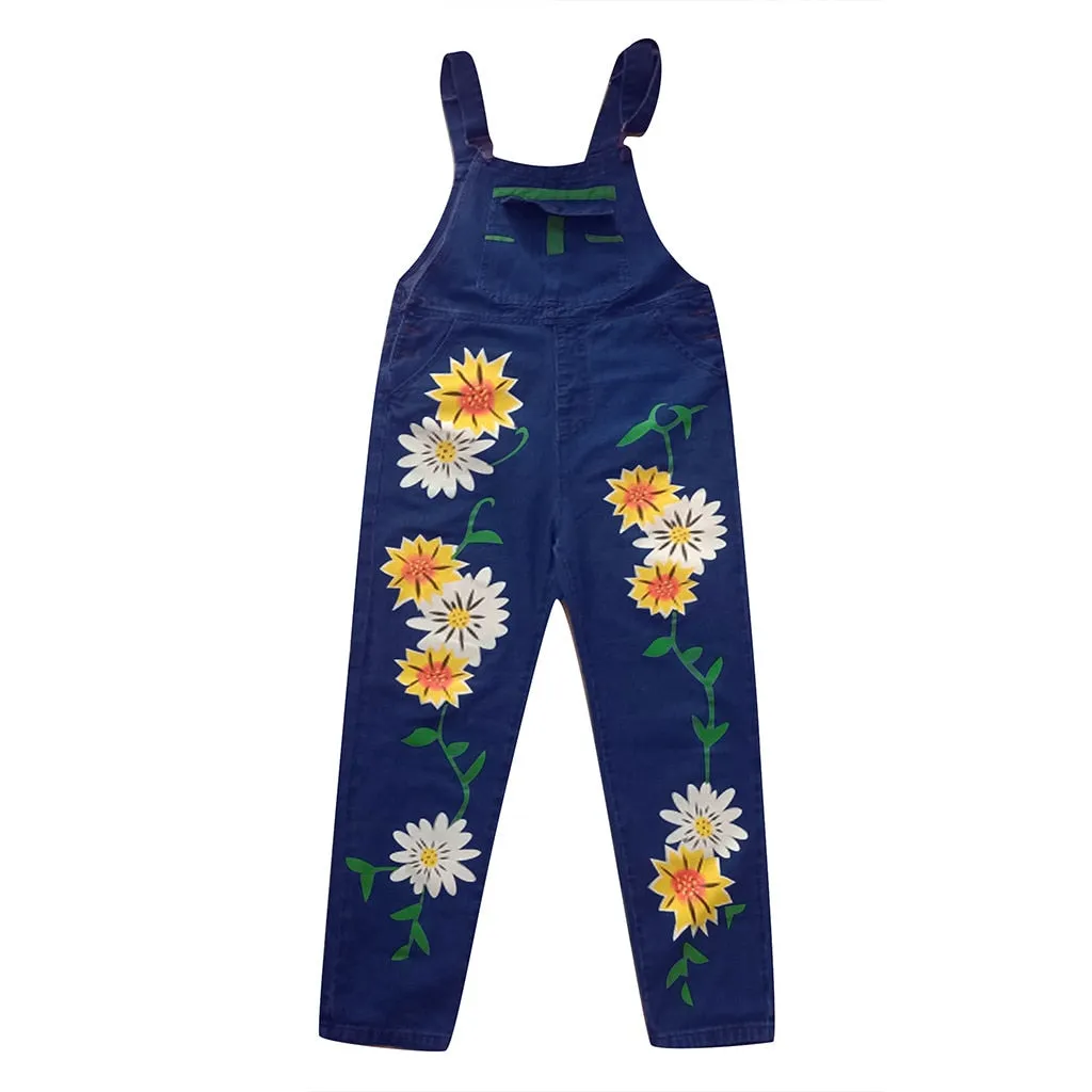 Funki Buys | Pants | Women's Sunflower Denim Bib Overalls