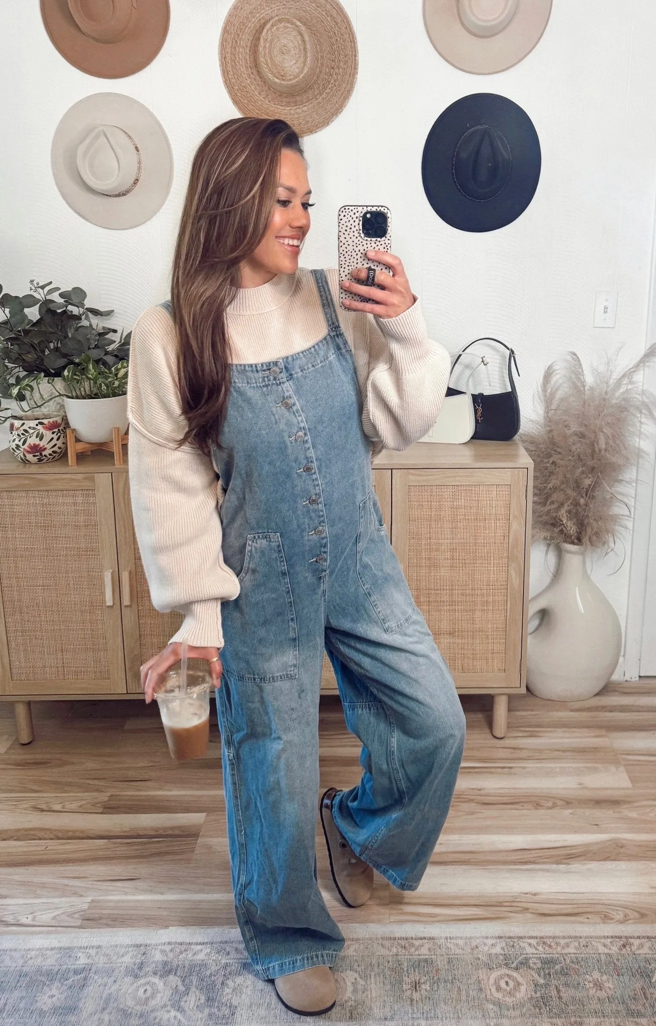 Georgia Wide Leg Denim Overalls