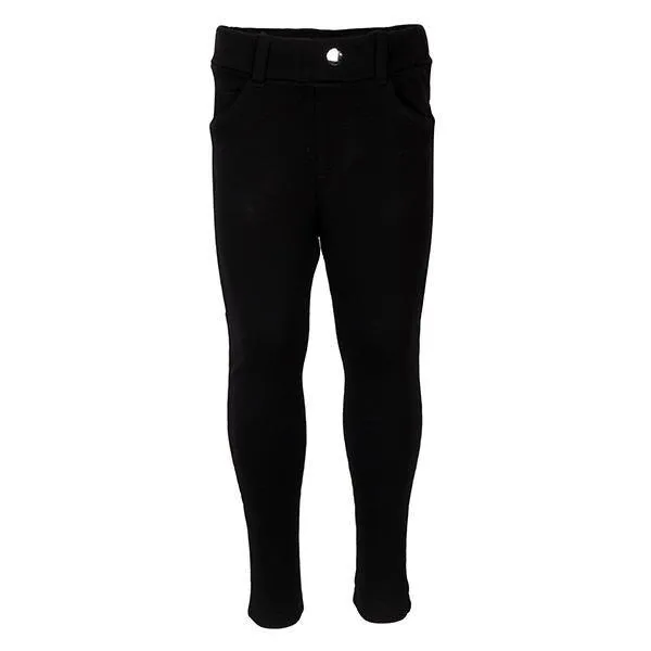 GIRLS BLACK BASIC PANTS WITH KNIT