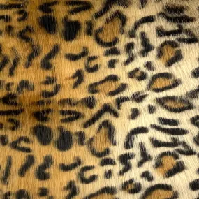 Gold Leopard Print Faux Fur Fabric