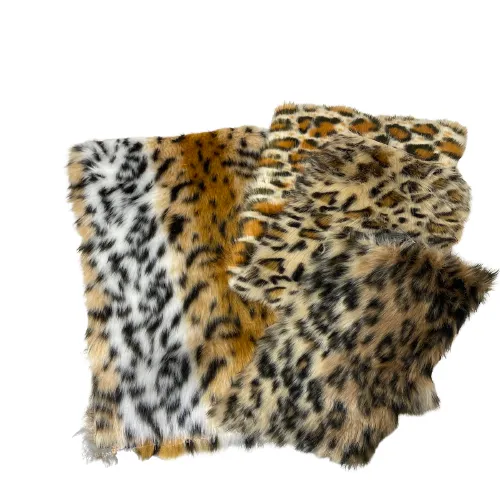 Gold Leopard Print Faux Fur Fabric