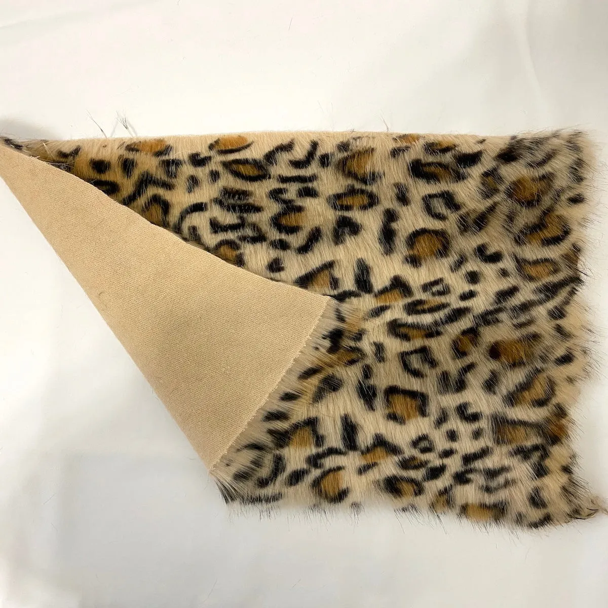 Gold Leopard Print Faux Fur Fabric