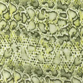 Happy Yellow-Black-Ivory Reptile Pattern Printed Silk Chiffon Fabric