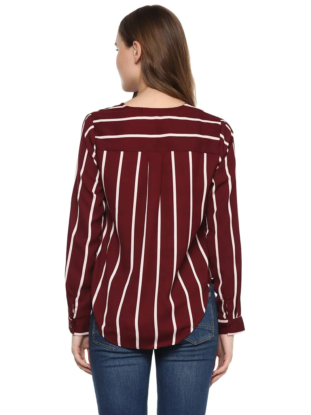 Harpa Women Striped Top (GR5317- Maroon X-Large