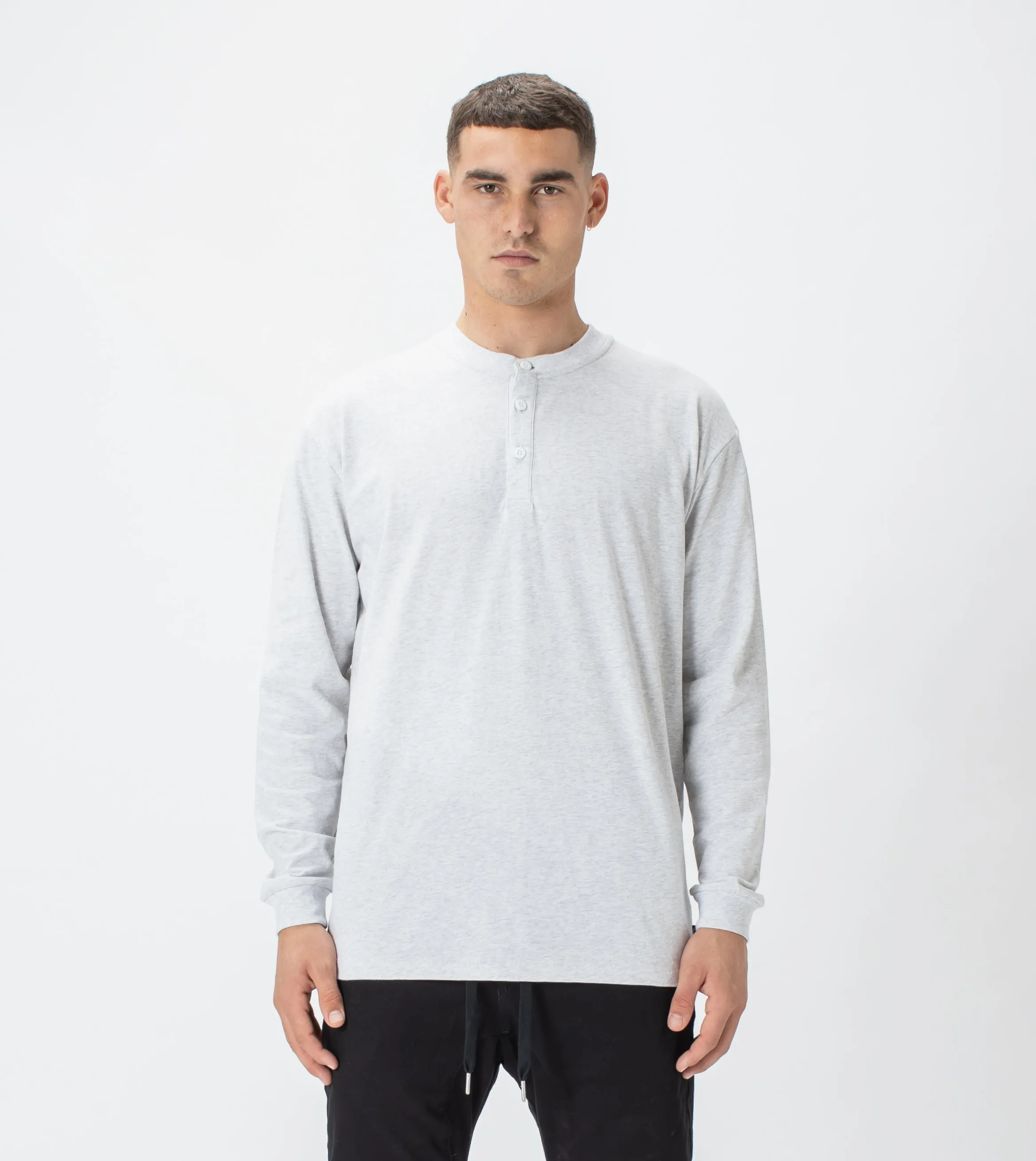 Henley LS Tee Blizzard Marle