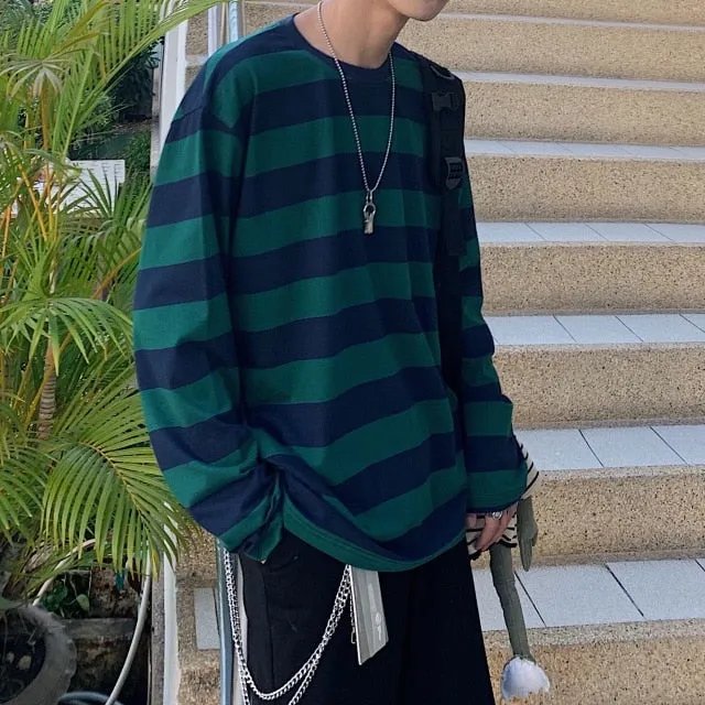 [Korean Style] Hacey Long Sleeve Striped T-shirts