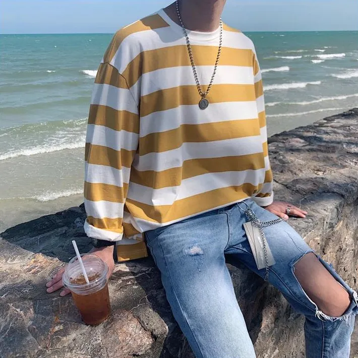 [Korean Style] Hacey Long Sleeve Striped T-shirts