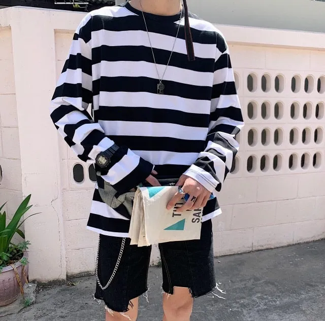 [Korean Style] Hacey Long Sleeve Striped T-shirts