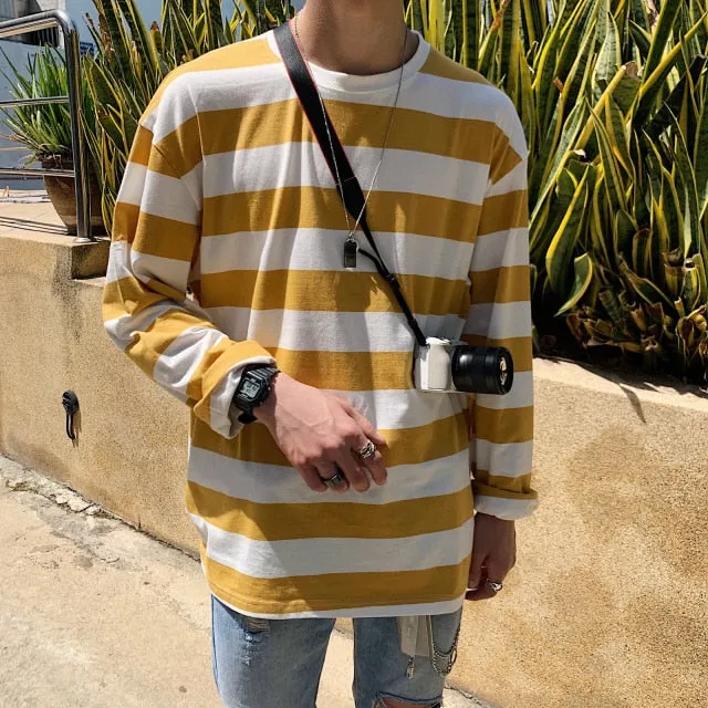 [Korean Style] Hacey Long Sleeve Striped T-shirts