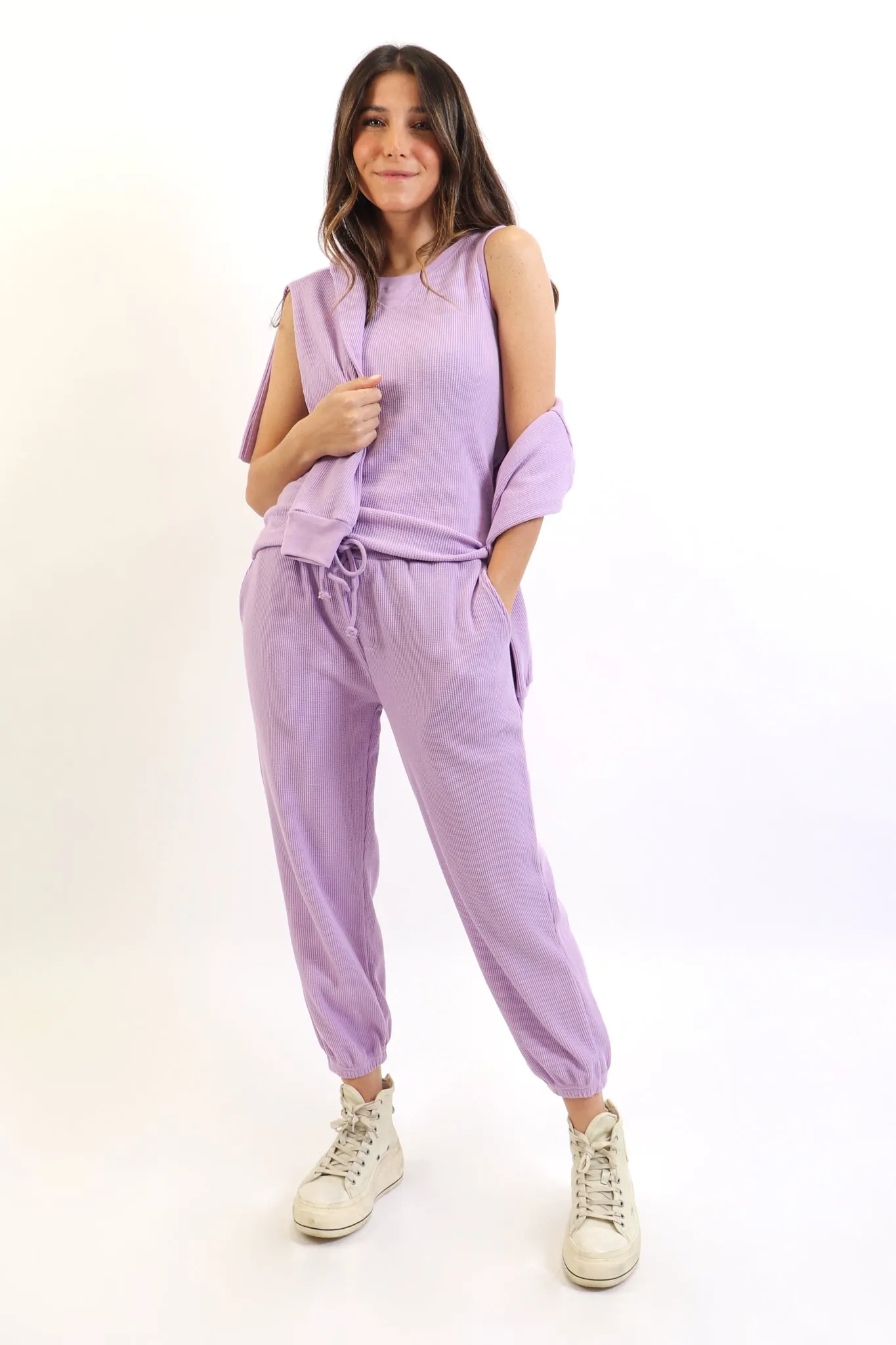 Lavender Relaxed Waffle Joggers