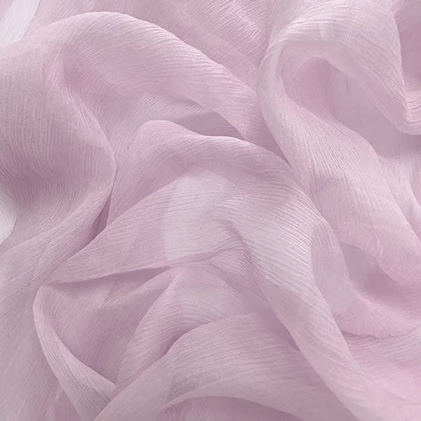 Light Purple Woven Crinkled Silk Chiffon Fabric