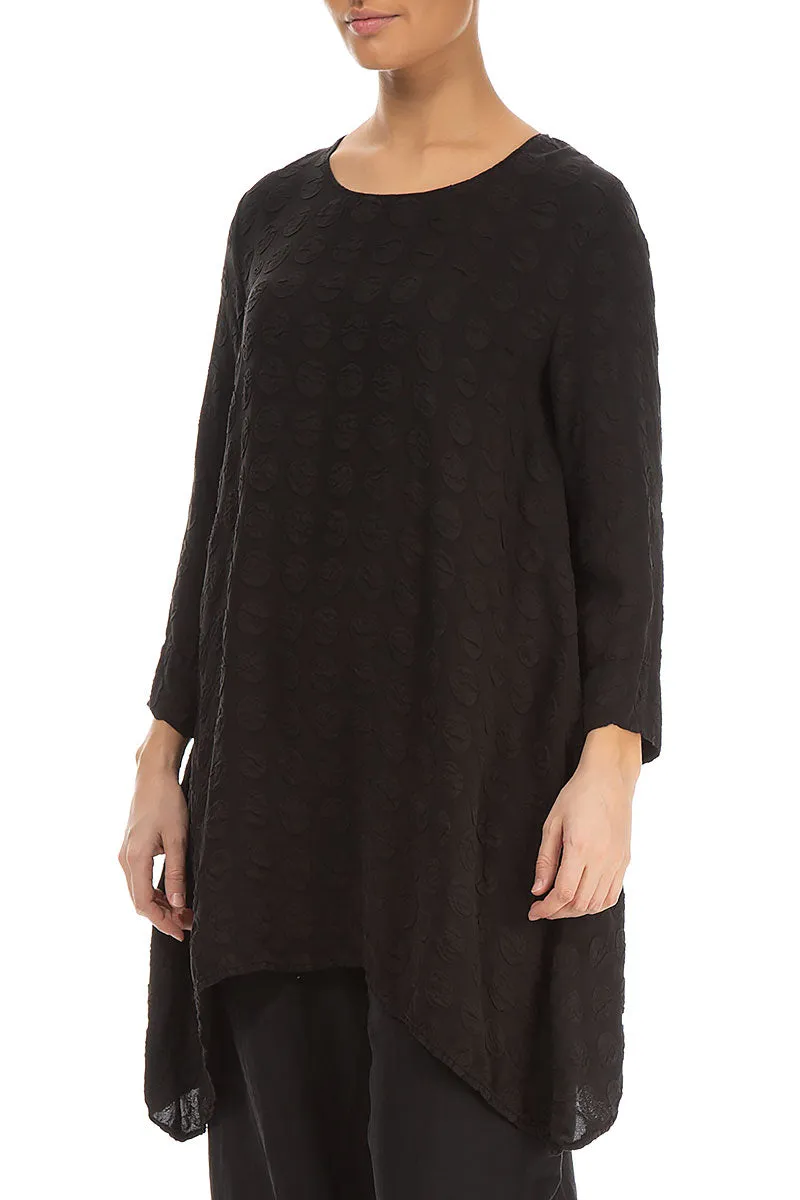 Longer Edges Bubble Black Silk Tunic