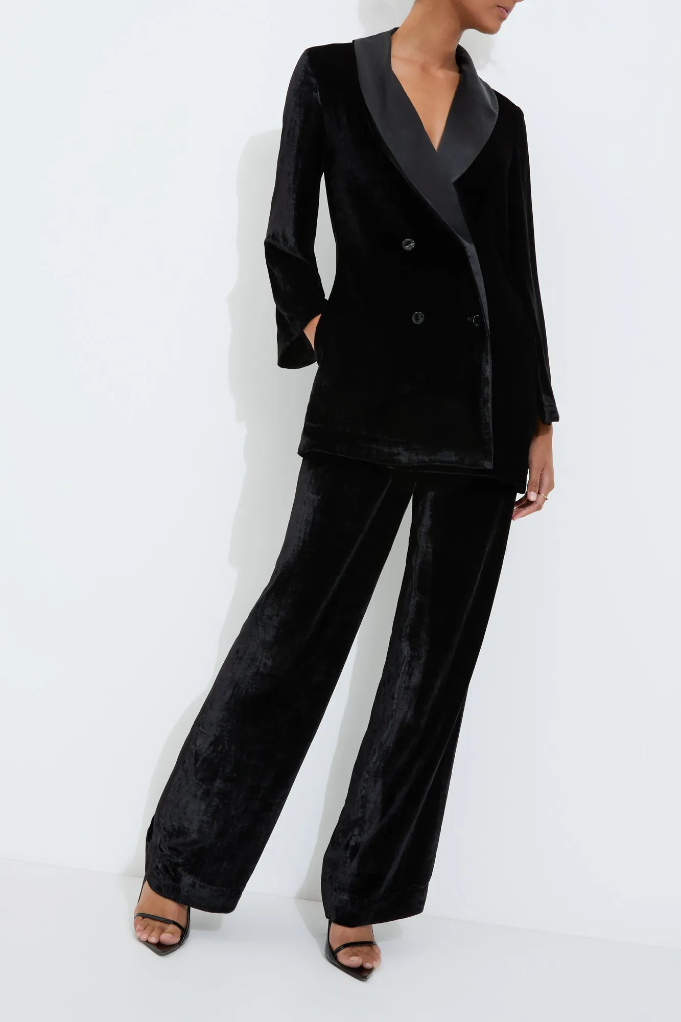 MARAIS VELVET TUXEDO PANT {BLACK}