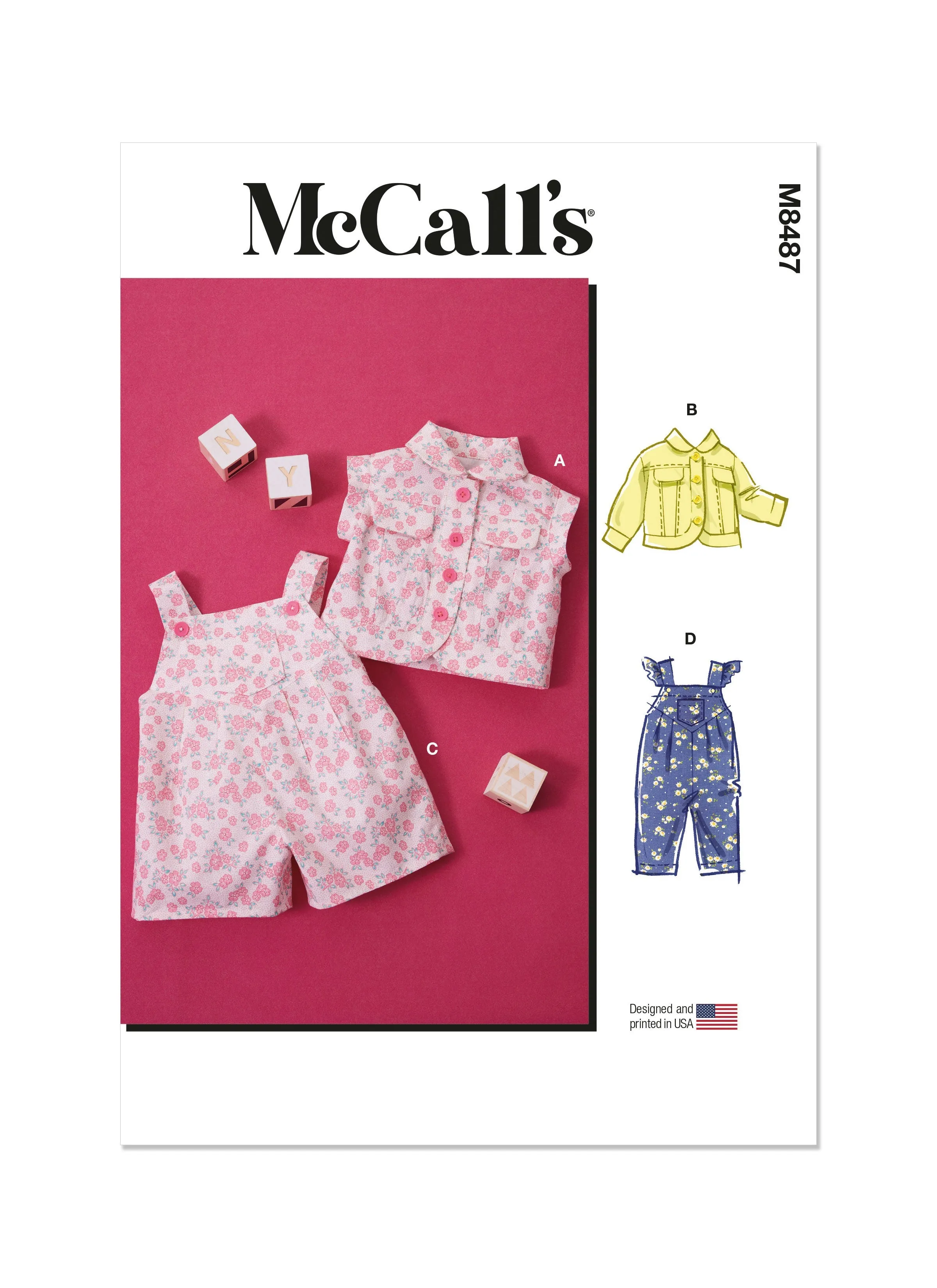 McCall's Sewing Pattern 8487 Baby's' Vest, Jacket and Overalls