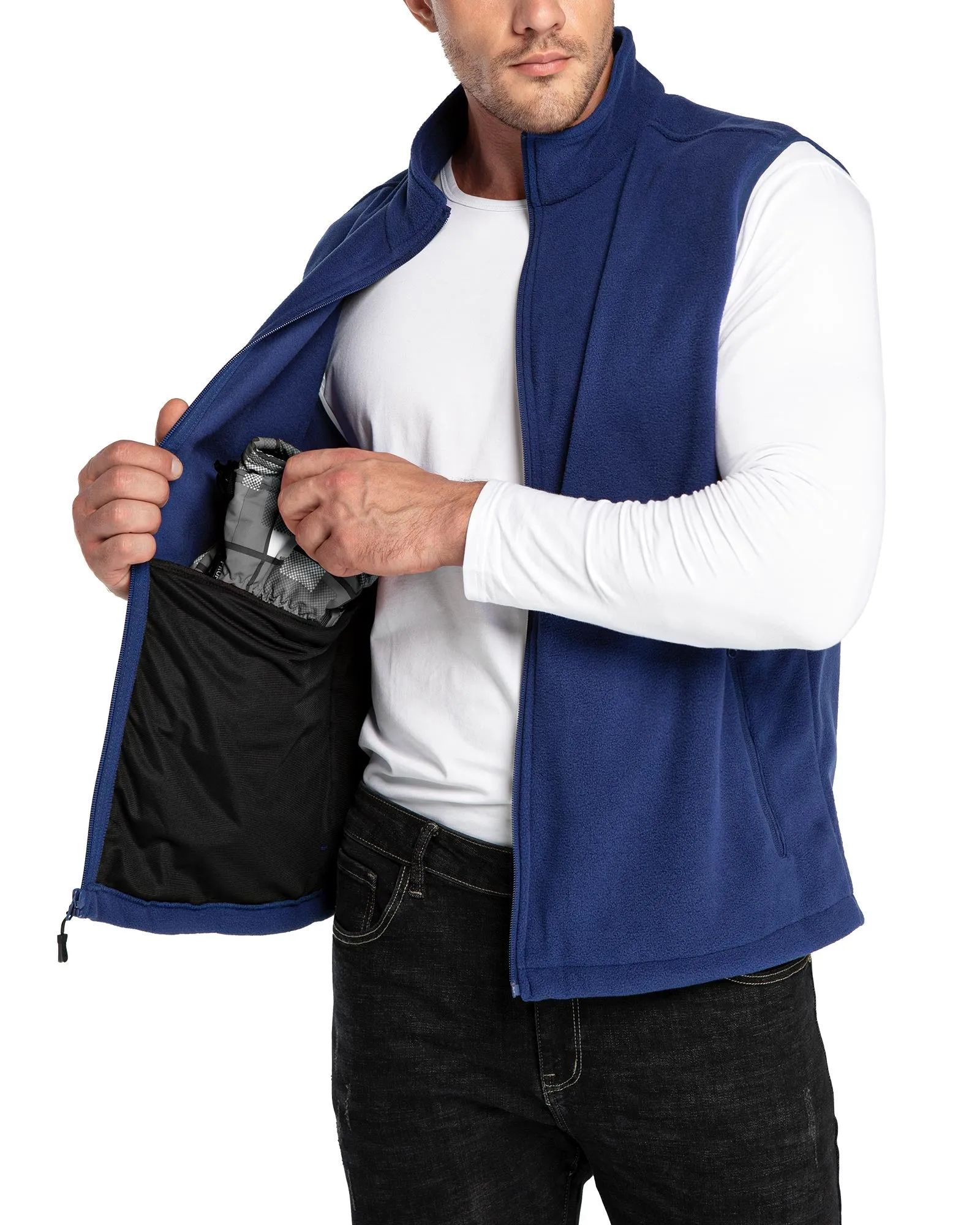 Men's 0.90 lbs Fleece Vest Outerwear with 4 Deep Pockets