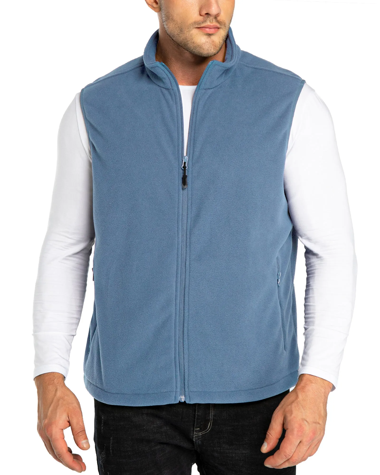 Men's 0.90 lbs Fleece Vest Outerwear with 4 Deep Pockets