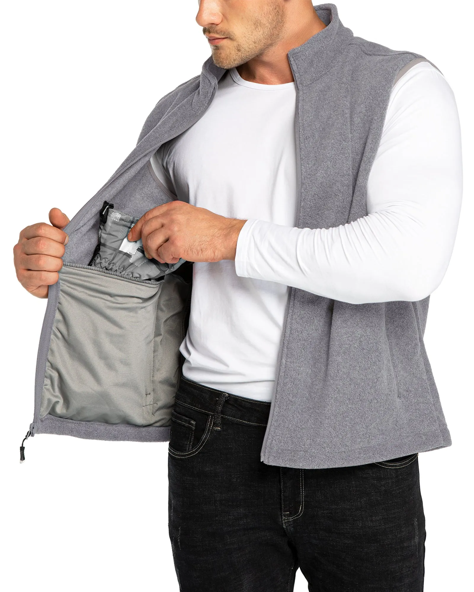 Men's 0.90 lbs Fleece Vest Outerwear with 4 Deep Pockets