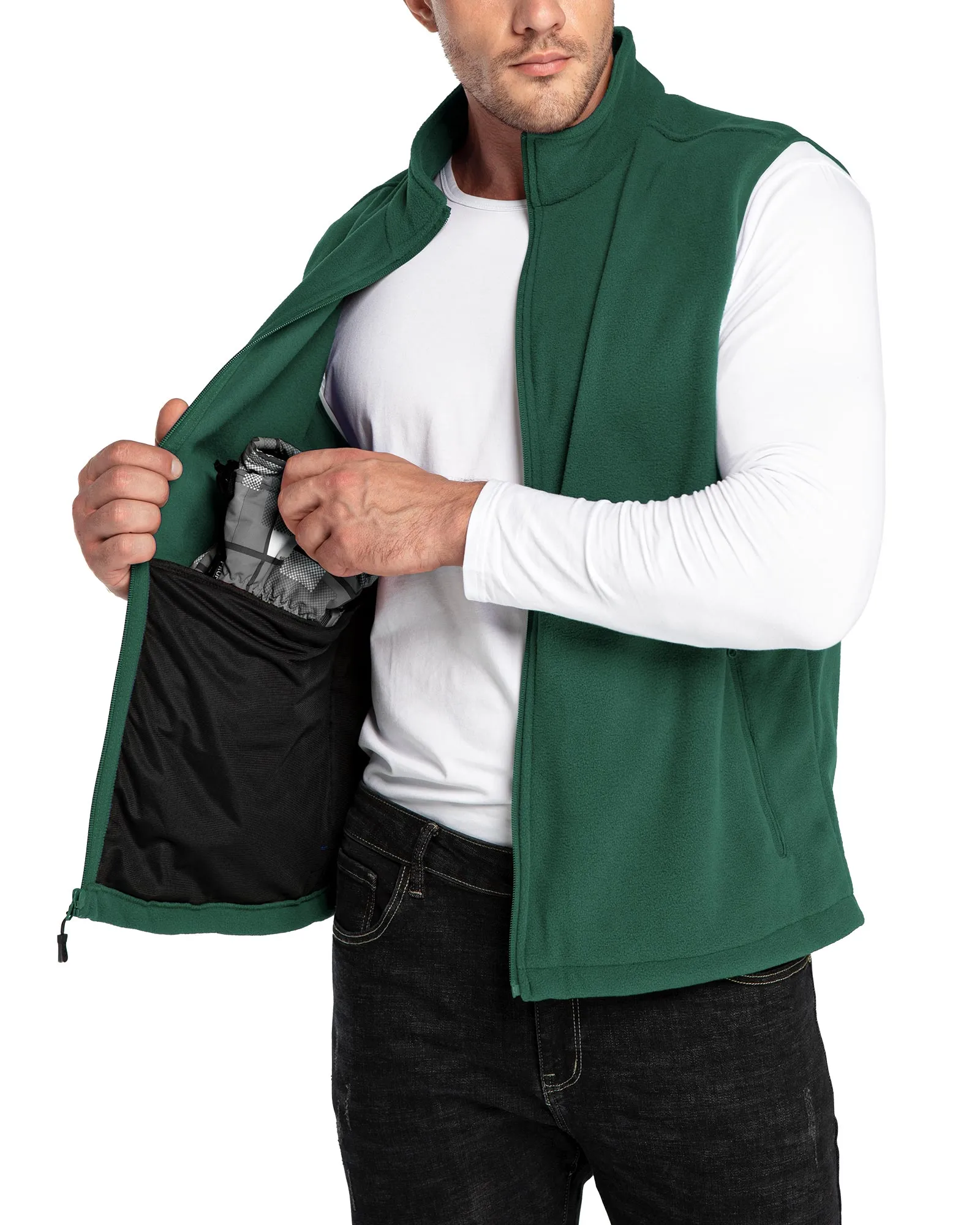 Men's 0.90 lbs Fleece Vest Outerwear with 4 Deep Pockets