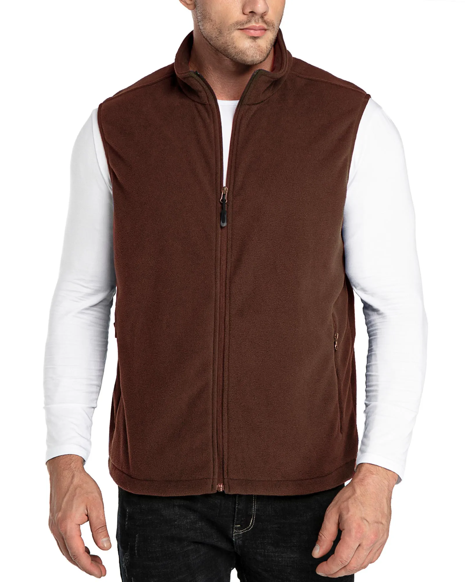 Men's 0.90 lbs Fleece Vest Outerwear with 4 Deep Pockets