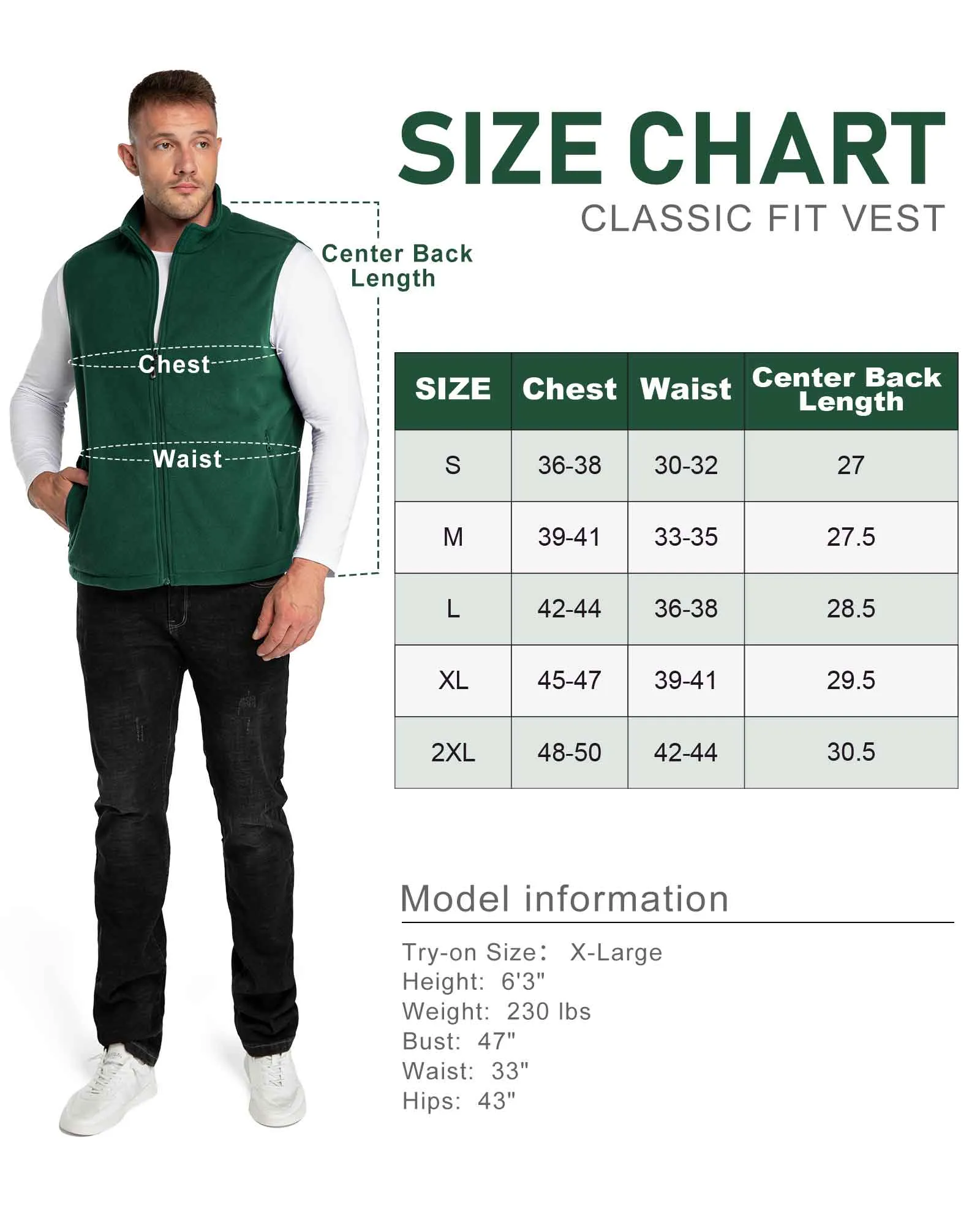 Men's 0.90 lbs Fleece Vest Outerwear with 4 Deep Pockets