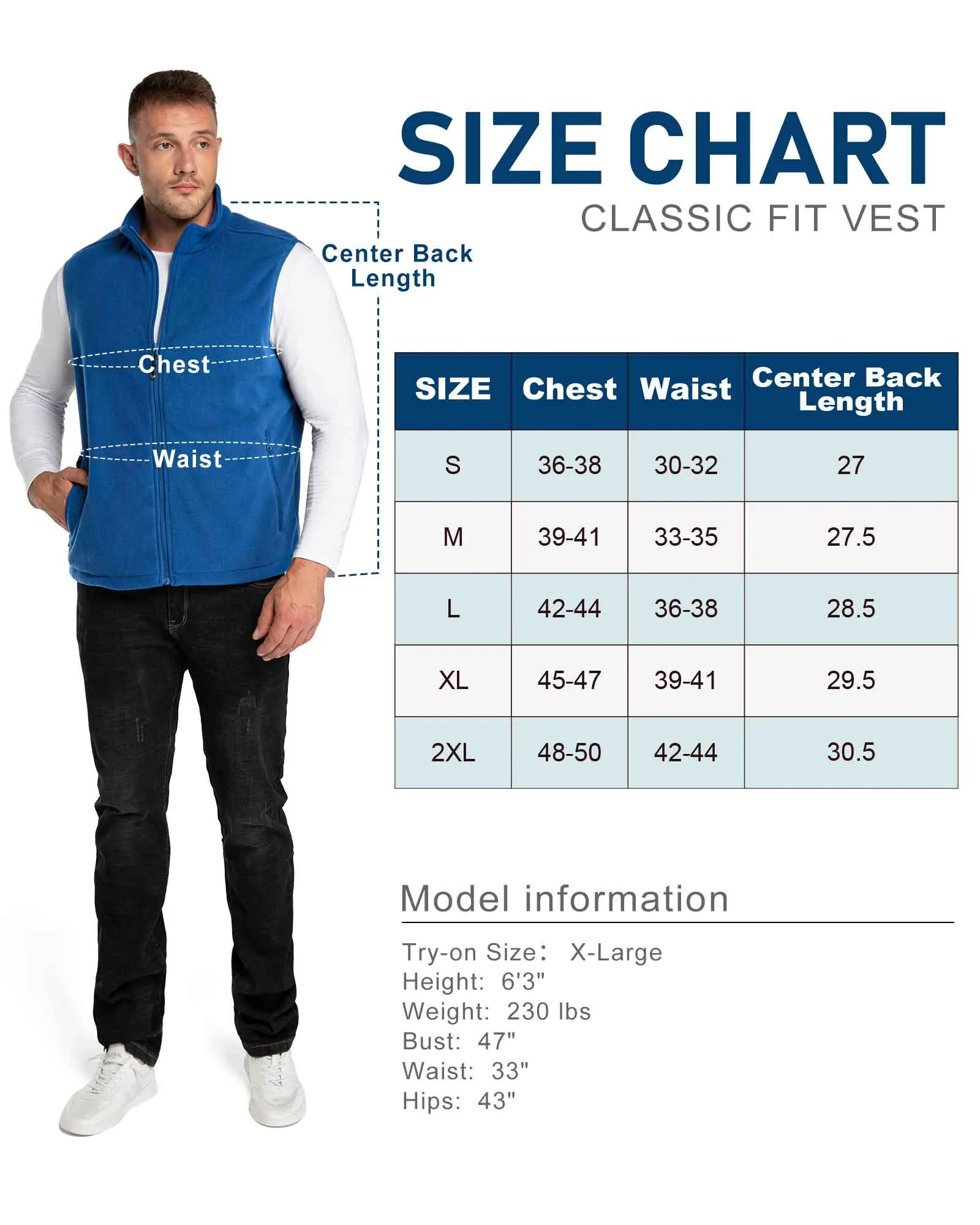 Men's 0.90 lbs Fleece Vest Outerwear with 4 Deep Pockets