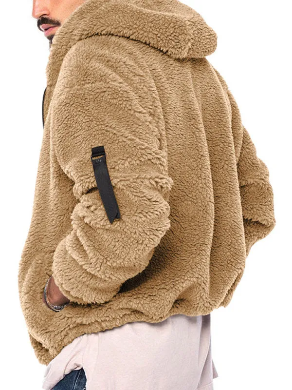 Men's Oversized Hooded Jacket with Plush Faux Fur