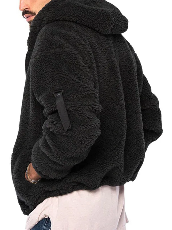 Men's Oversized Hooded Jacket with Plush Faux Fur